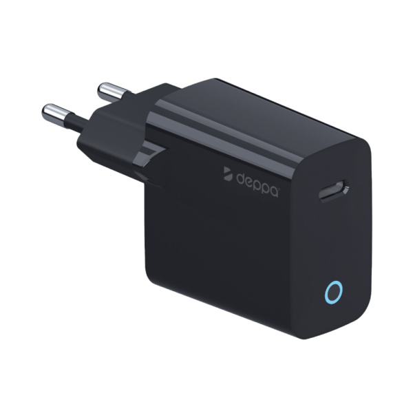 Сетевое зарядное устройство Deppa Wall Charger USB-C, Power Delivery, 20Вт, черный (11429)