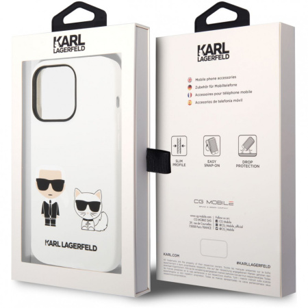 Чехол CG Mobile Karl Lagerfeld Liquid silicone Karl & Choupette Hard для iPhone 14 Pro, цвет Белый