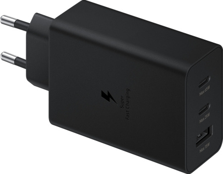 Сетевое зарядное устройство Samsung EP-T6530, USB-A, 2xUSB-C, 65Вт, 3A, черный