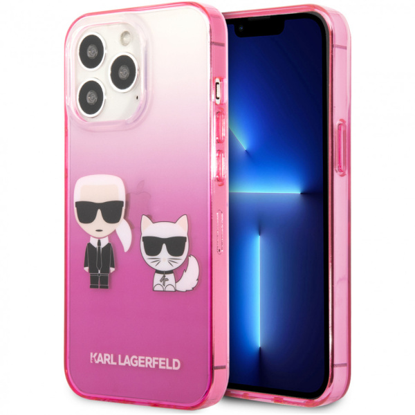 Чехол CG Mobile Karl Lagerfeld PC/TPU Karl & Choupette Hard для iPhone 13 Pro Max, цвет Розовый градиент (KLHCP13XTGKCP)