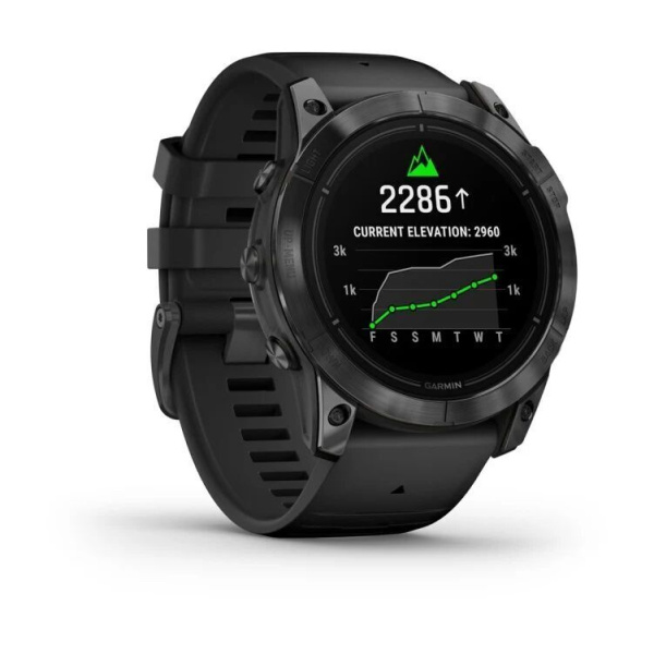 Смарт часы Garmin Epix Pro (Gen 2) Standard Edition 51 mm Slate Grey, титановый угольно-серый, DLC, черный силиконовый ремешок