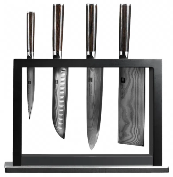 Набор кухонных ножей из дамасской стали HuoHou Damascus Steel 67 Layers HU0073 4 ножа + подставка