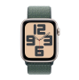Apple Watch SE (2024), 44 мм корпус из алюминия цвета «Starlight», ремешок Sport Loop цвета «Lake Green»