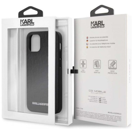 Чехол CG Mobile Karl Lagerfeld PU Kameo embossed Metal logo Hard для iPhone 12 mini, цвет Черный (KLHCP12SPUKBK)