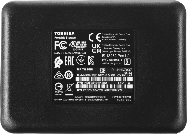 Внешний диск HDD Toshiba Canvio Basics HDTB510EK3AA, 1ТБ, черный