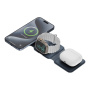Беспроводное СЗУ EnergEA Bazic GoMag Trio PLUS magnetic wireless foldable 15W Navy Blue