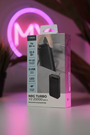 Внешний аккумулятор Deppa NRG Turbo V2 20000 mAh 22.5W, Черный (33638)
