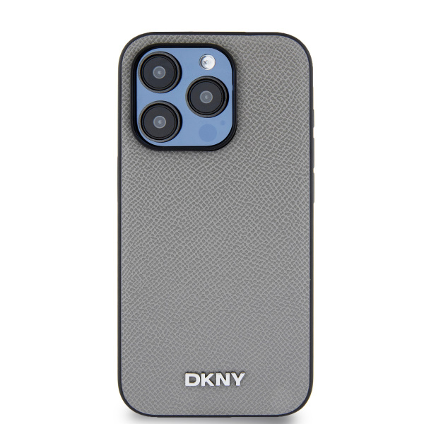 Чехол DKNY PU Grained Metal logo Hard Grey (MagSafe) для iPhone 15 Pro Max, серый