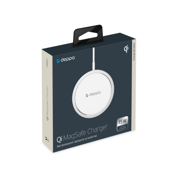 Беспроводное ЗУ Deppa MagSafe, Qi 15W, цвет серебристый (24012)