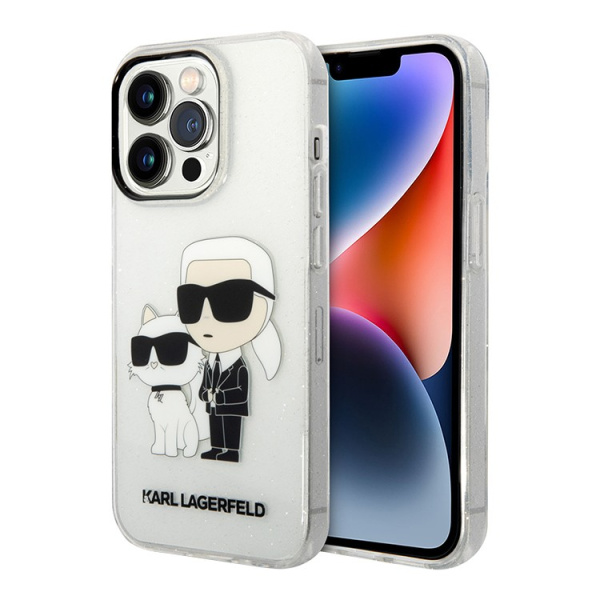 Чехол Lagerfeld для iPhone 15 Pro чехол PC/TPU NFT Karl & Choupette Hard Glitter Transparent