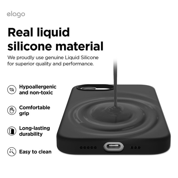 Чехол Elago Soft silicone (Liquid) Black (MagSafe) для iPhone 16e