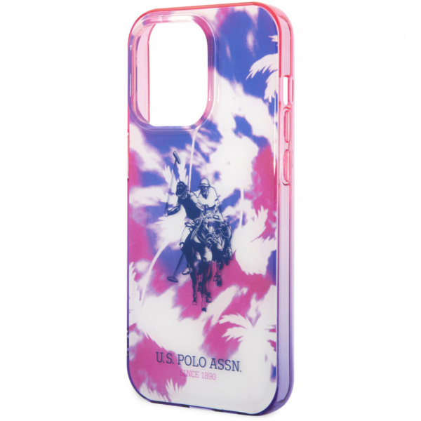 Чехол CG Mobile U.S. Polo PC/TPU Dye Palm Doulble Horse logo Hard для iPhone 14 Pro, цвет Фиолетовый