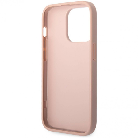 Чехол CG Mobile Guess PU Saffiano Double cardslot w Metal triangle logo Hard для iPhone 14 Pro, цвет Розовый