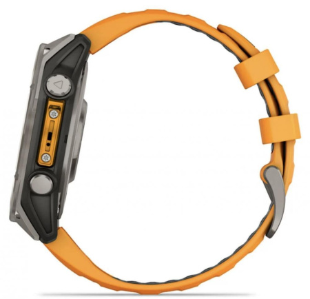 Смарт часы Garmin Fenix 8, 47 мм, AMOLED, Sapphire Titanium with spark orange/graphite silicone band