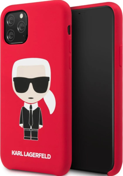 Чехол CG Mobile Karl Lagerfeld Liquid silicone Iconic Karl Hard для iPhone 11 Pro Max, цвет Красный (KLHCN65SLFKRE)