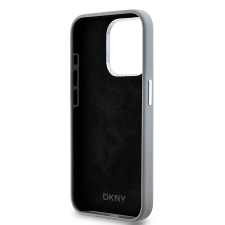 Чехол DKNY Liquid Silicone Metal logo and Camera frame Hard Grey (MagSafe) для iPhone 15 Pro, серый