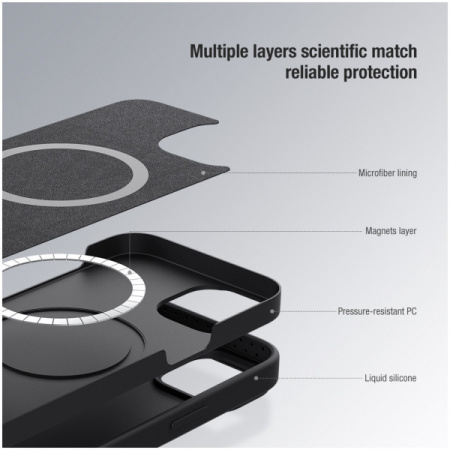 Чехол Nillkin CamShield Silky Magnetic Silicone для iPhone 13 Pro Max, цвет Черный (6902048223561)