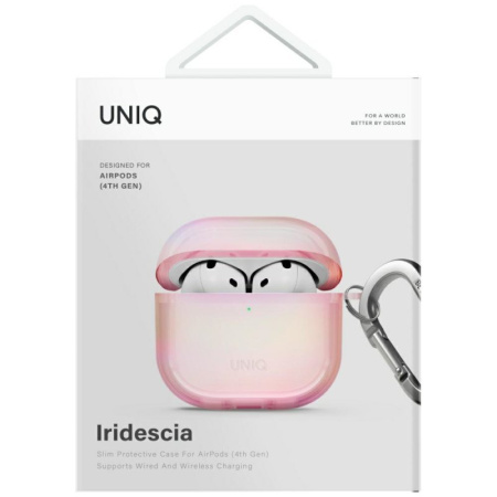 Чехол Uniq Iridescia (holographic) Pink Prism для Airpods 4