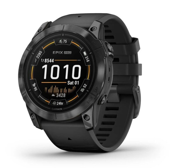 Смарт часы Garmin Epix Pro (Gen 2) Standard Edition 51 mm Slate Grey, титановый угольно-серый, DLC, черный силиконовый ремешок