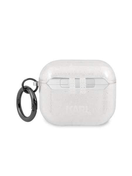 Чехол с карабином CG Mobile Karl Lagerfeld TPU Choupette Glitters with ring для AirPods 3, цвет Серебристый (KLA3UCHGS)
