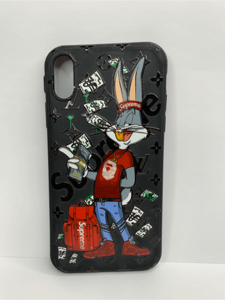 Чехол силиконовый для iPhone XR supreme Bunny 2, цвет Черный