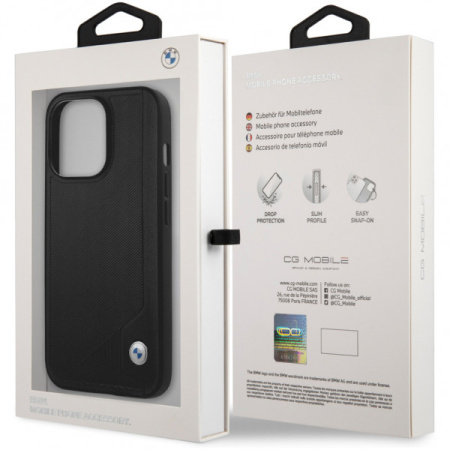 Чехол CG Mobile BMW Signature Genuine leather Seat Debossed Hard для iPhone 13 Pro Max, цвет Черный (BMHCP13XRCDPK)