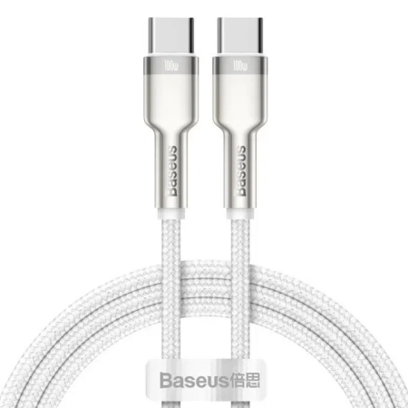 Кабель Baseus Cafule Series Metal Data Cable [Type-C - Type-C] 100W 100см, White (CATJK-C02)