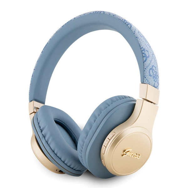 Беспроводные наушники Guess Bluetooth Headphones Sound PU 4G Script Metal Logo Blue, голубой