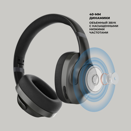 Беспроводные накладные наушники Stereo Ultra ANC, BT 5.4, ENC, 500 мАч, черный