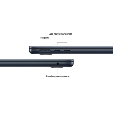 Ноутбук Apple MacBook Air 13" (M3, 8C CPU/10C GPU, 2024), 8 ГБ, 512 ГБ SSD, «полуночный черный» (MRXW3)