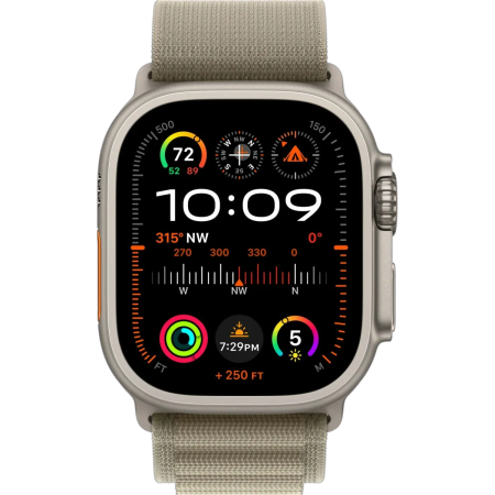 Apple Watch Ultra 2 49 мм корпус из титана ремешок Alpine Loop оливкового цвета