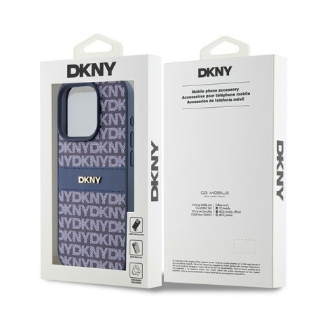 Чехол DKNY PU Repeat texture Tonal stripe Metal logo Hard Blue для iPhone 15 Pro, синий