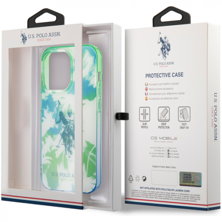 Чехол CG Mobile U.S. Polo PC/TPU Dye Palm Doulble Horse logo Hard для iPhone 14 Pro, цвет Зеленый