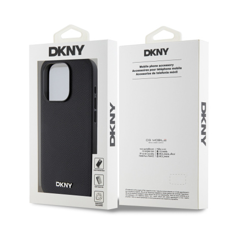 Чехол DKNY PU Grained Metal logo Hard Black (MagSafe) для iPhone 15 Pro Max, чёрный