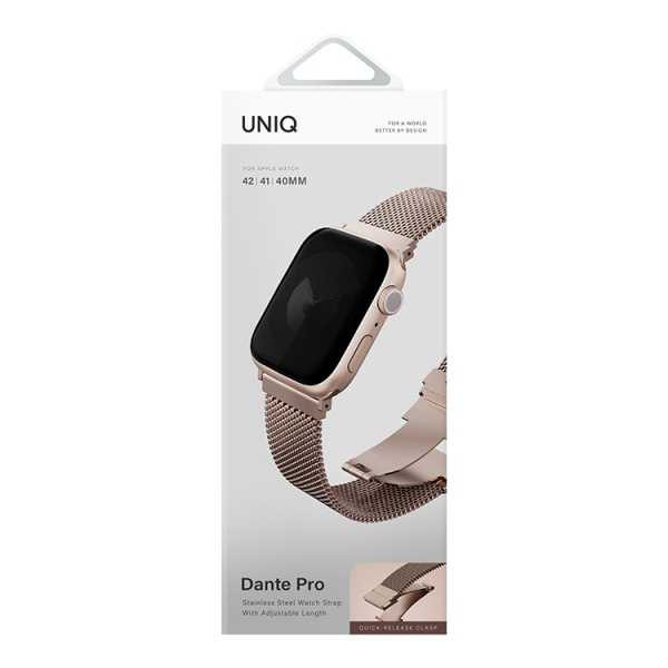 Ремешок Uniq Dante PRO Strap Mesh Steel Metallic Rose для Apple Watch 42/41/40 mm
