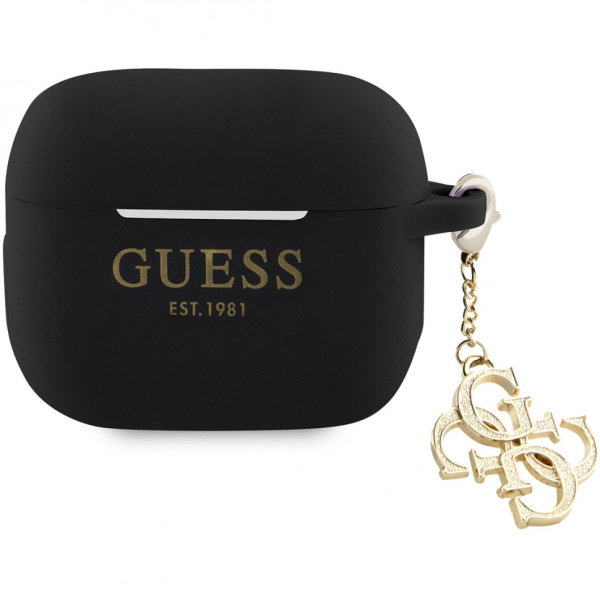 Чехол Guess Liquid silicone with Big 4G charm для AirPods 3, цвет Черный