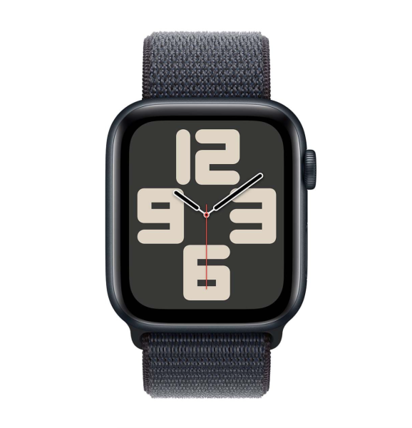 Apple Watch SE (2024), 44 мм корпус из алюминия цвета «Midnight», ремешок Sport Loop цвета «Ink»
