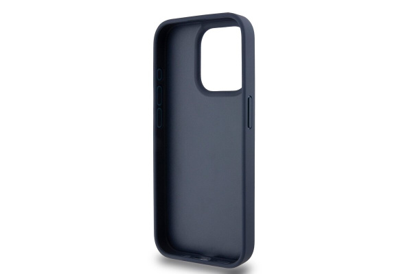 Чехол DKNY PU Checkered Printed stripes Metal logo Hard Blue для iPhone 15 Pro, синий