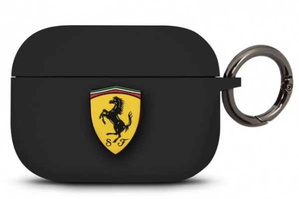 Чехол с карабином CG Mobile Ferrari Silicone case with ring для AirPods Pro, цвет Черный (FEACAPSILGLBK)