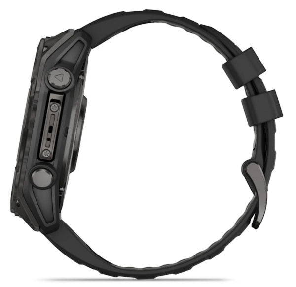 Смарт часы Garmin Fenix 8, 51 мм, AMOLED, Sapphire Carbon Gray DLC Titanium with Black/Pebble Gray Silicone