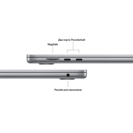 Ноутбук Apple MacBook Air 15" (M3, 8C CPU/10C GPU, 2024), 8 ГБ, 256 ГБ SSD, «серый космос» (MRYM3)