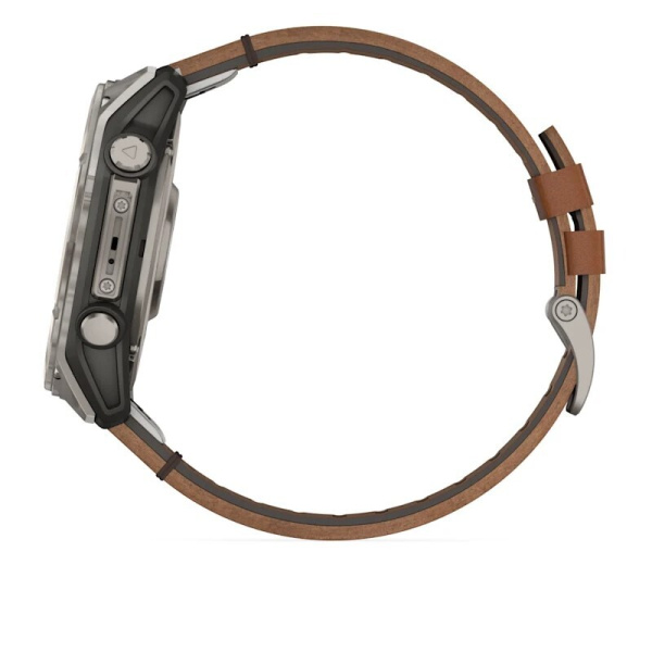 Смарт часы Garmin Fenix 8, 51 мм, AMOLED, Sapphire bare Titanium, black with chestnut leather band plus graphite silicone band