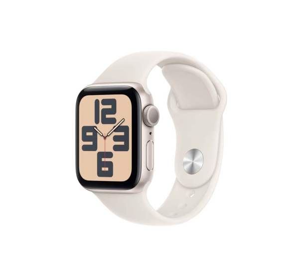 Apple Watch SE (2024), 40 мм корпус из алюминия цвета «Starlight», ремешок Sport Band размера M/L цвета «Starlight»