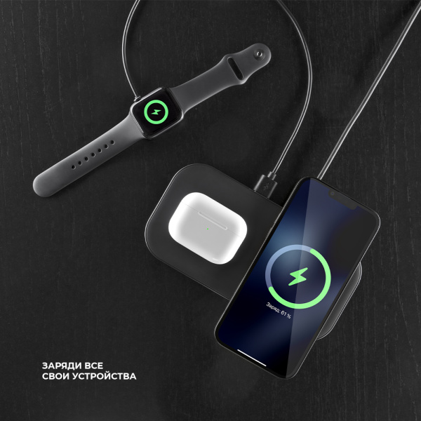 Зарядная станция Deppa Charging Station Dual, 40Вт, черный (24026)