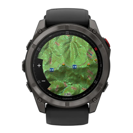 Смарт часы Garmin fenix 8 Pro, 51 мм, AMOLED, титан с DLC, сапфир, каштановый кожаный ремешок, силиконовый ремешок цвета «графитовый/чёрный»