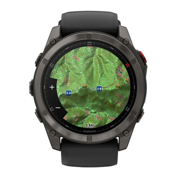 Смарт часы Garmin fenix 8 Pro, 51 мм, AMOLED, титан с DLC, сапфир, каштановый кожаный ремешок, силиконовый ремешок цвета «графитовый/чёрный»