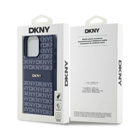 Чехол DKNY PU Repeat texture Tonal stripe Metal logo Hard Blue для iPhone 15 Pro Max, синий