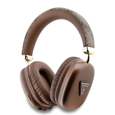 Беспроводные наушники Guess Bluetooth Headphones PU 4G Triangle Metal Logo Brown, коричневый