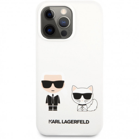 Чехол CG Mobile Karl Lagerfeld Liquid silicone Karl & Choupette Hard для iPhone 13 Pro, цвет Белый (KLHCP13LSSKCW)