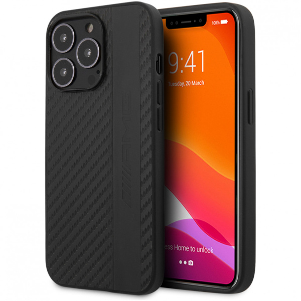 Чехол CG Mobile AMG PU Carbon effect stripe Hard для iPhone 13 Pro Max, цвет Черный (AMHCP13XBLSCA)